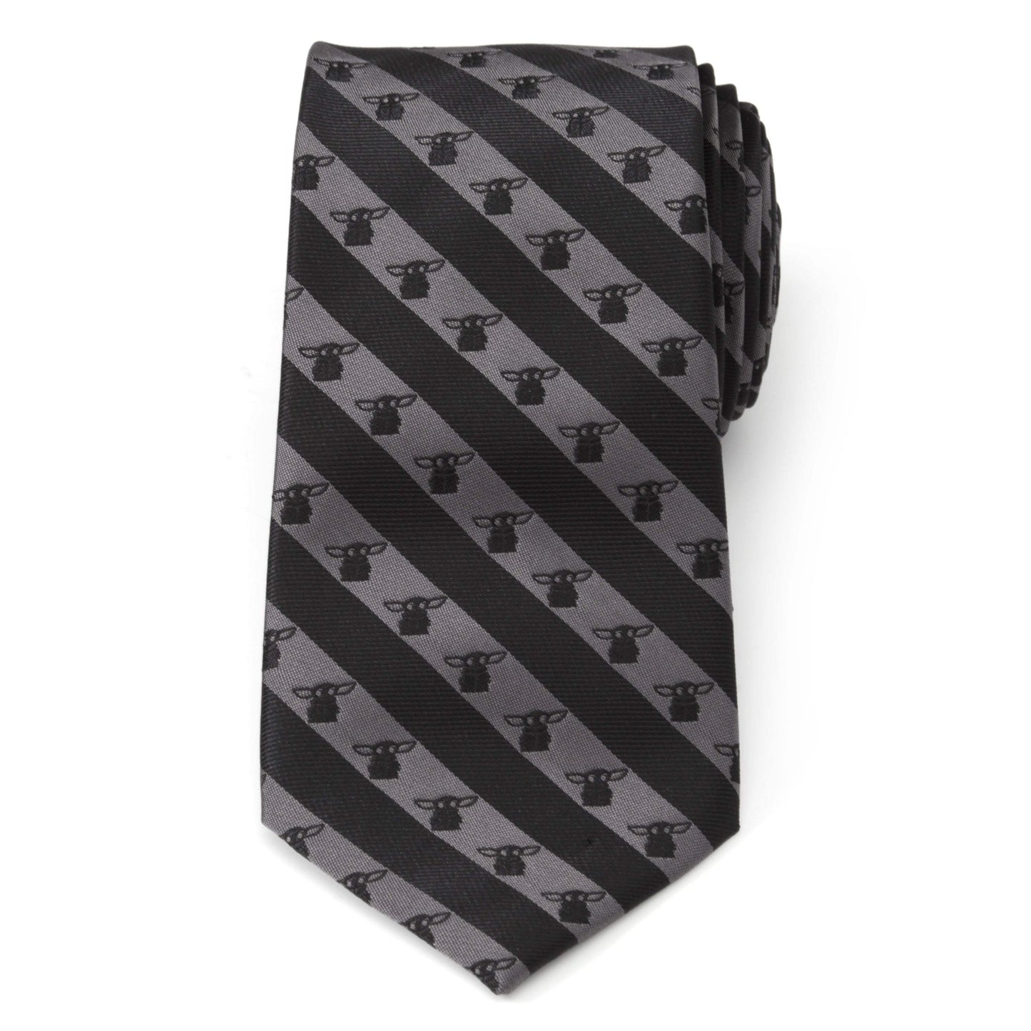 Star Wars Grogu Black and Gray Striped Tie - Cufflinks.com - Flyclothing LLC