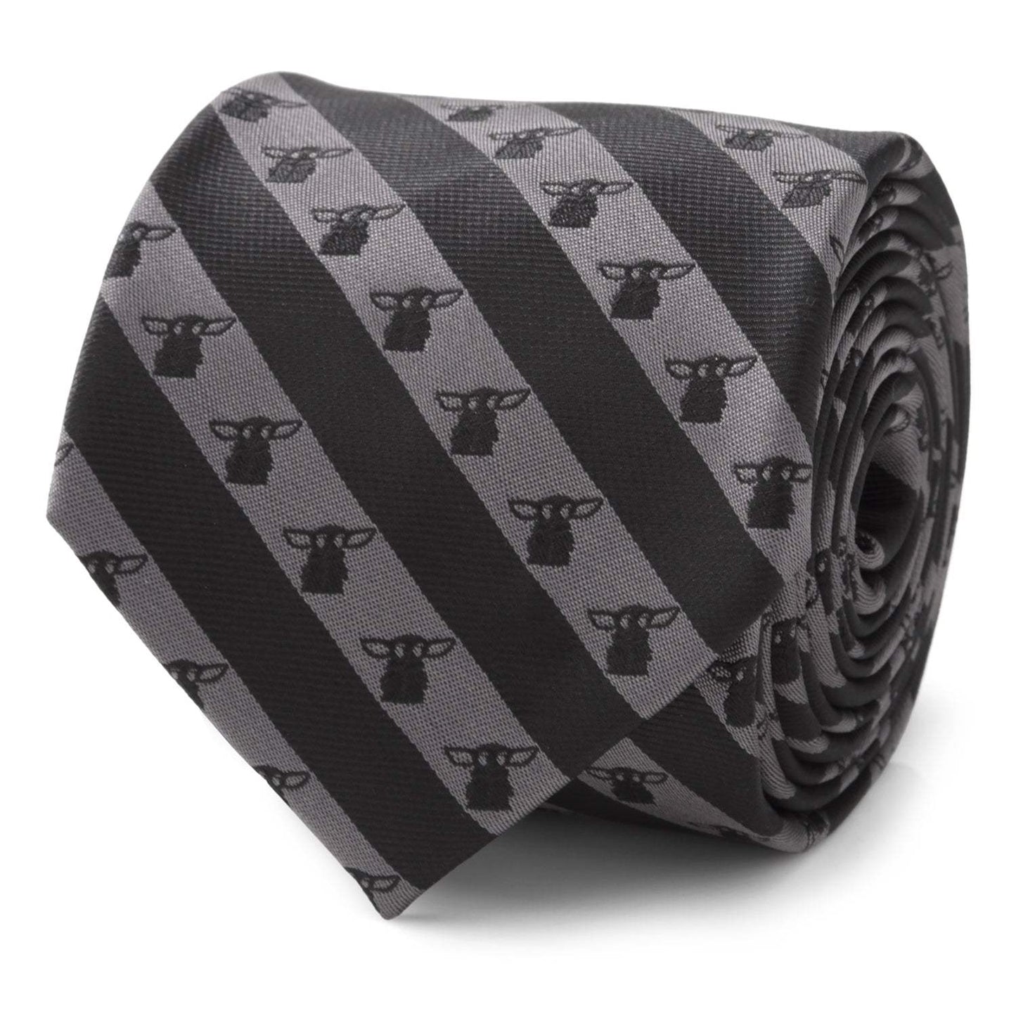 Star Wars Grogu Black and Gray Striped Tie - Cufflinks.com - Flyclothing LLC