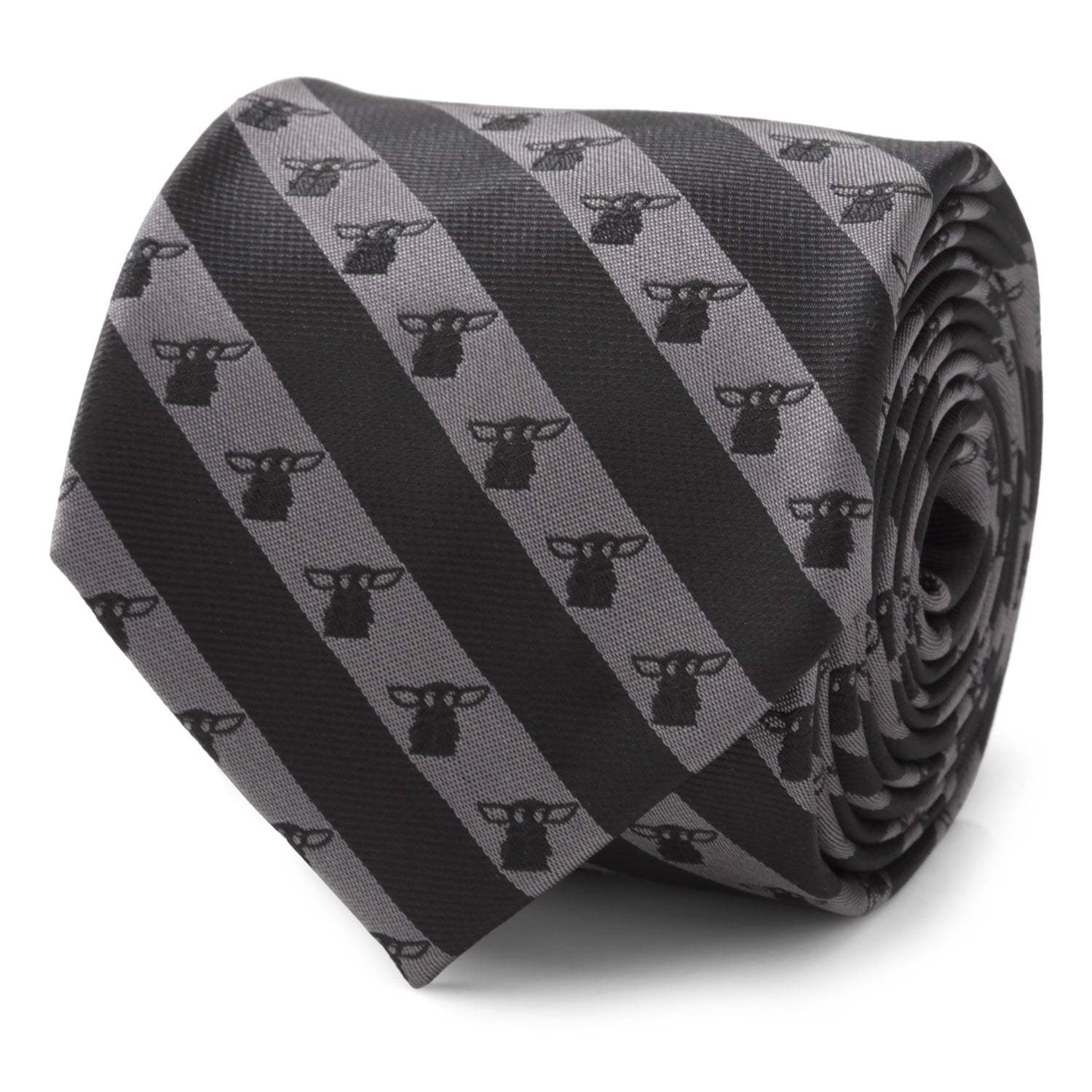 Star Wars Grogu Black and Gray Striped Tie - Cufflinks.com - Flyclothing LLC