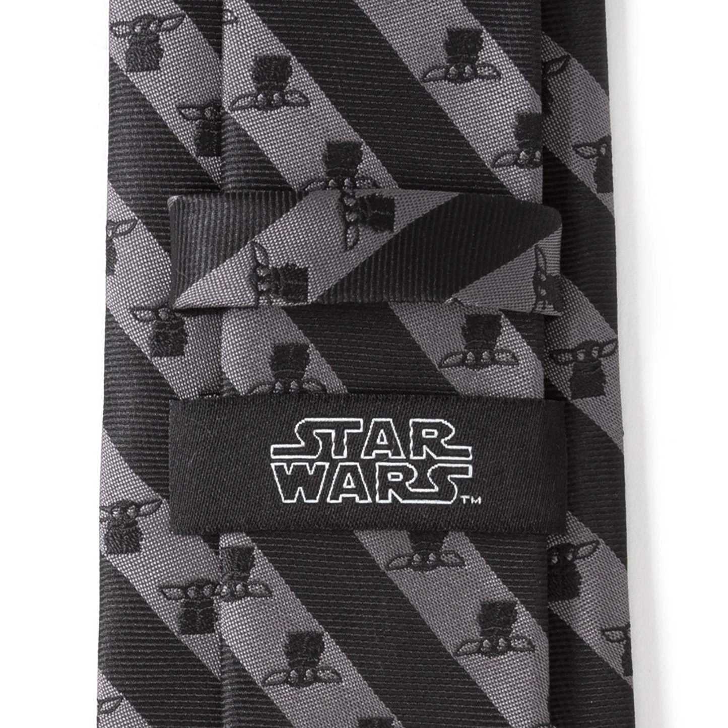 Star Wars Grogu Black and Gray Striped Tie - Cufflinks.com - Flyclothing LLC