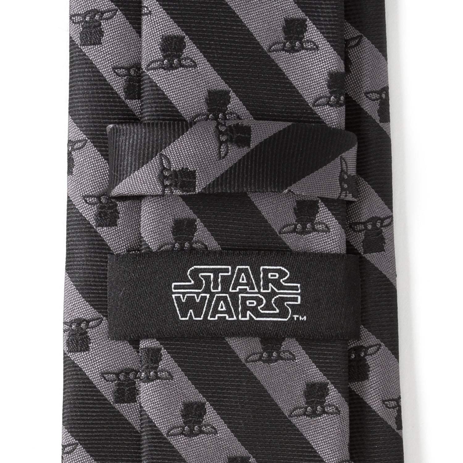 Star Wars Grogu Black and Gray Striped Tie - Cufflinks.com - Flyclothing LLC