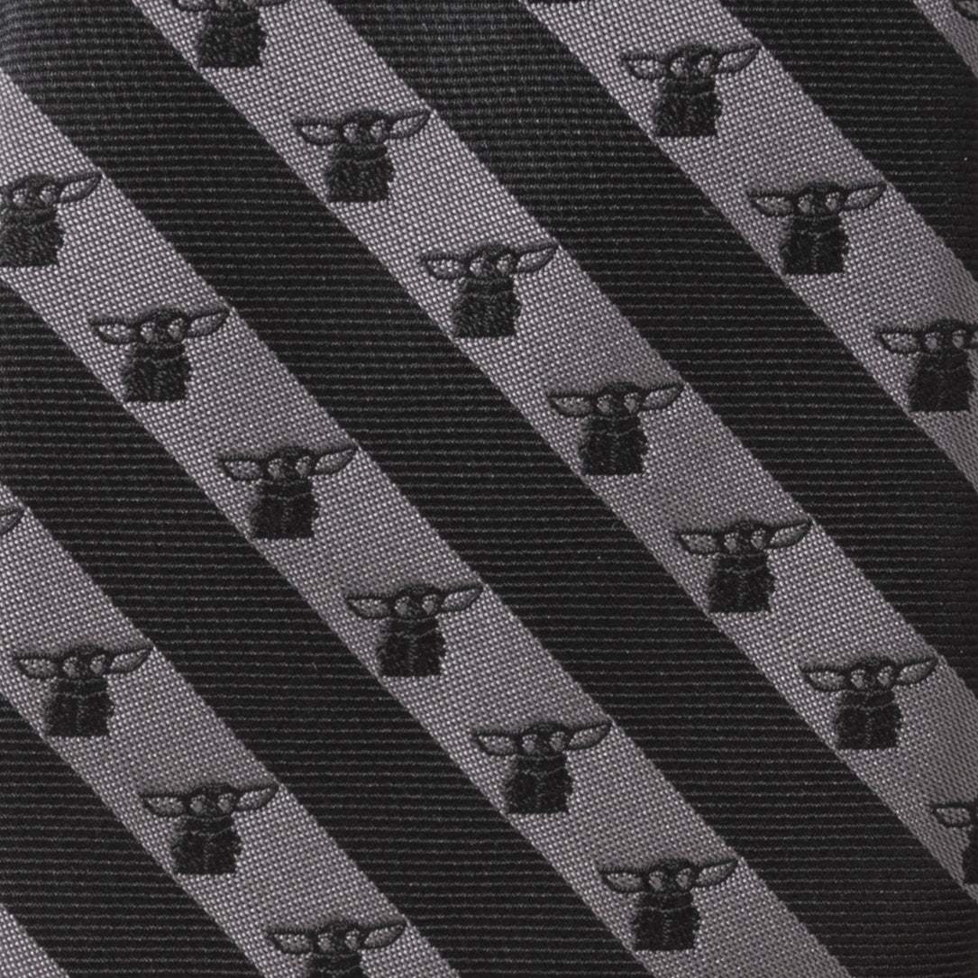 Star Wars Grogu Black and Gray Striped Tie - Cufflinks.com - Flyclothing LLC