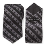 Star Wars Grogu Black and Gray Striped Tie - Cufflinks.com - Flyclothing LLC