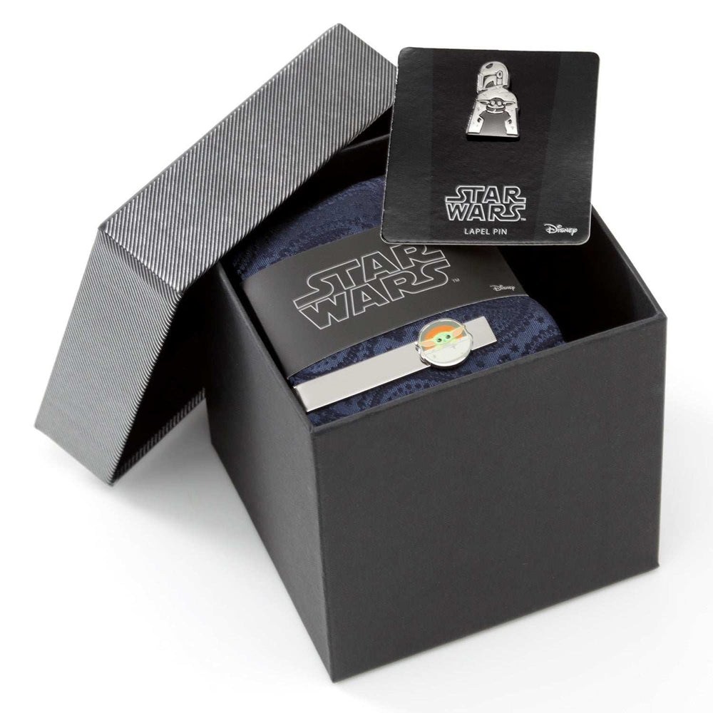 Star Wars Mandalorian and Grogu Navy Paisley Tie, Grogu Tie Bar, and Lapel Pin Gift Set - Cufflinks.com - Flyclothing LLC
