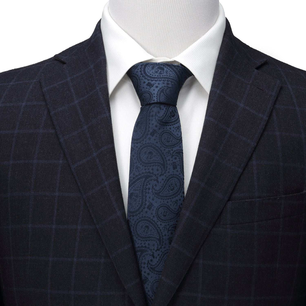 Star Wars Mandalorian and Grogu Navy Paisley Tie, Grogu Tie Bar, and Lapel Pin Gift Set - Cufflinks.com - Flyclothing LLC