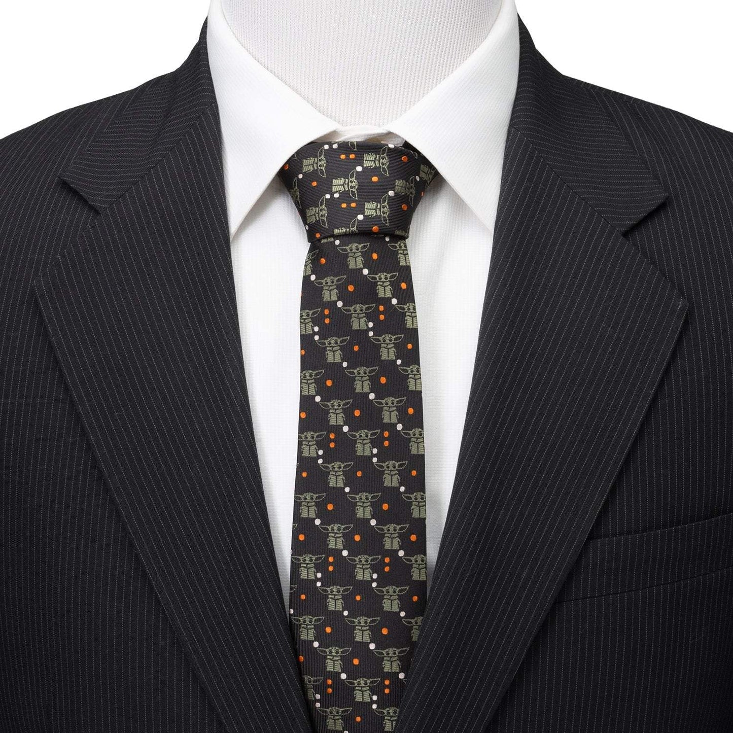 Star Wars Grogu Black and Orange Dotted Tie - Cufflinks.com - Flyclothing LLC