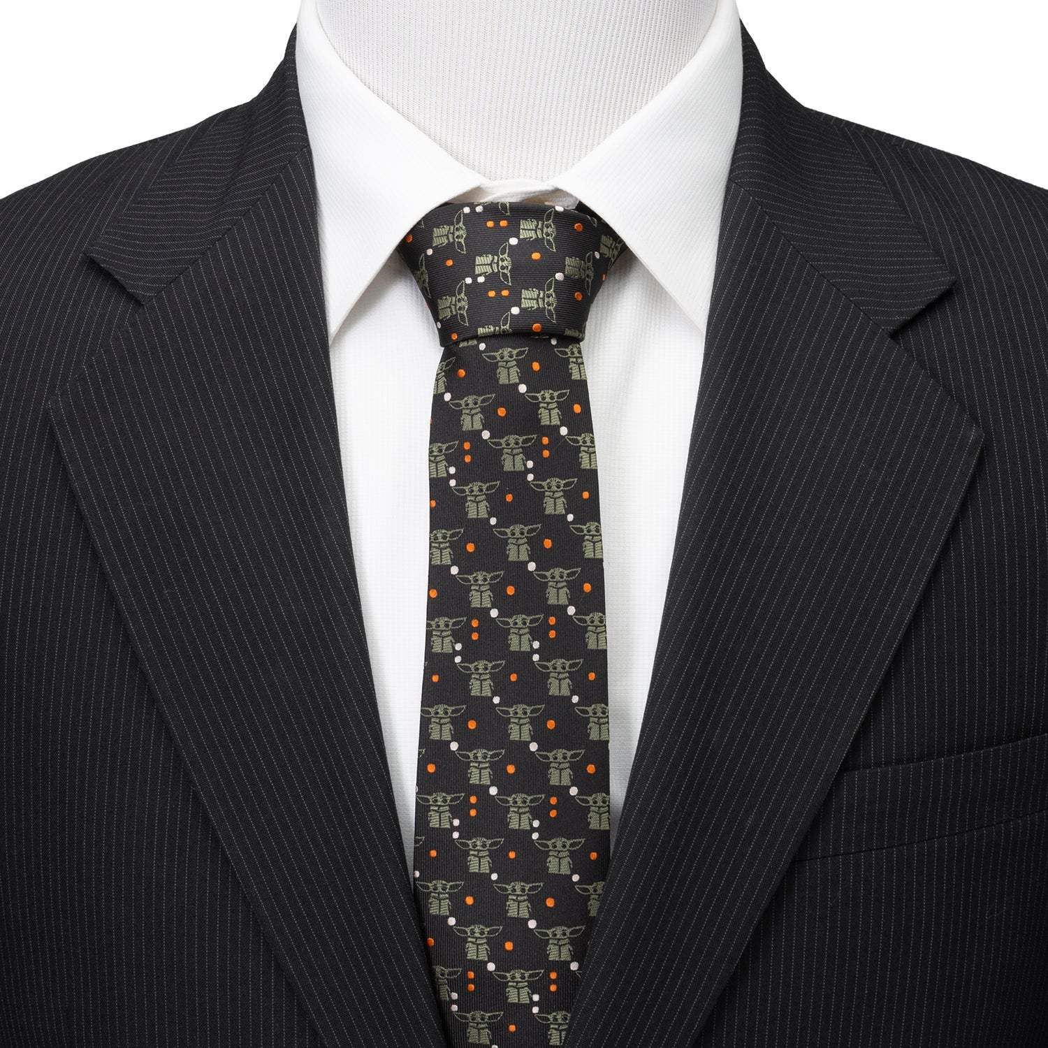 Star Wars Grogu Black and Orange Dotted Tie - Cufflinks.com - Flyclothing LLC