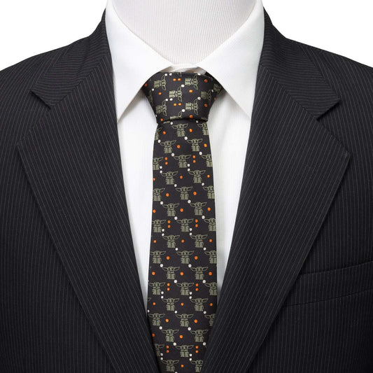 Star Wars Grogu Black and Orange Dotted Tie - Cufflinks.com - Flyclothing LLC