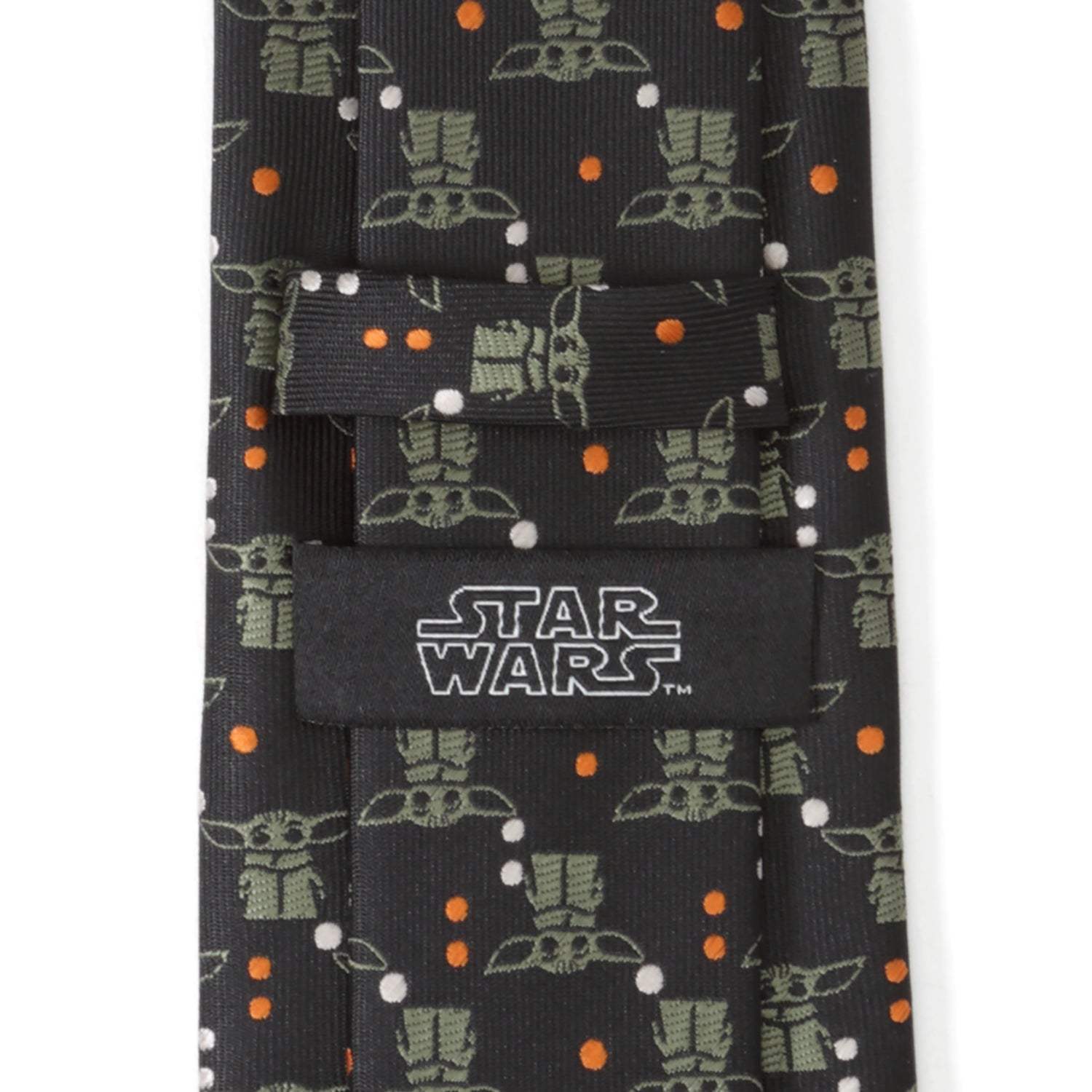 Star Wars Grogu Black and Orange Dotted Tie - Cufflinks.com - Flyclothing LLC
