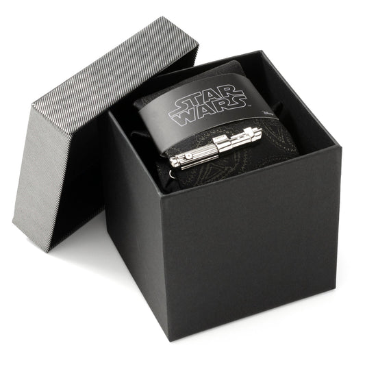 Star Wars Darth Vader LIGHTSABER Tie Clip and Black Paisley Tie – Choose the Dark Side Gift Set