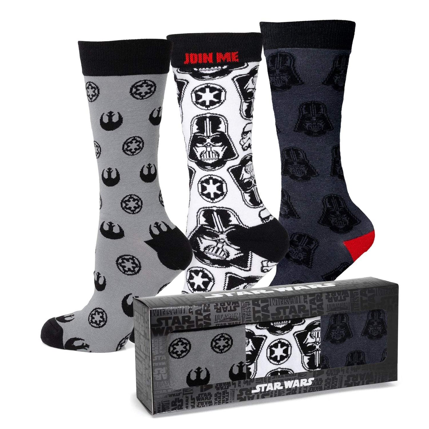 Star Wars Darth Vader Black, White, and Gray Dress Socks and Lapel Pin Gift Set - Cufflinks.com - Flyclothing LLC