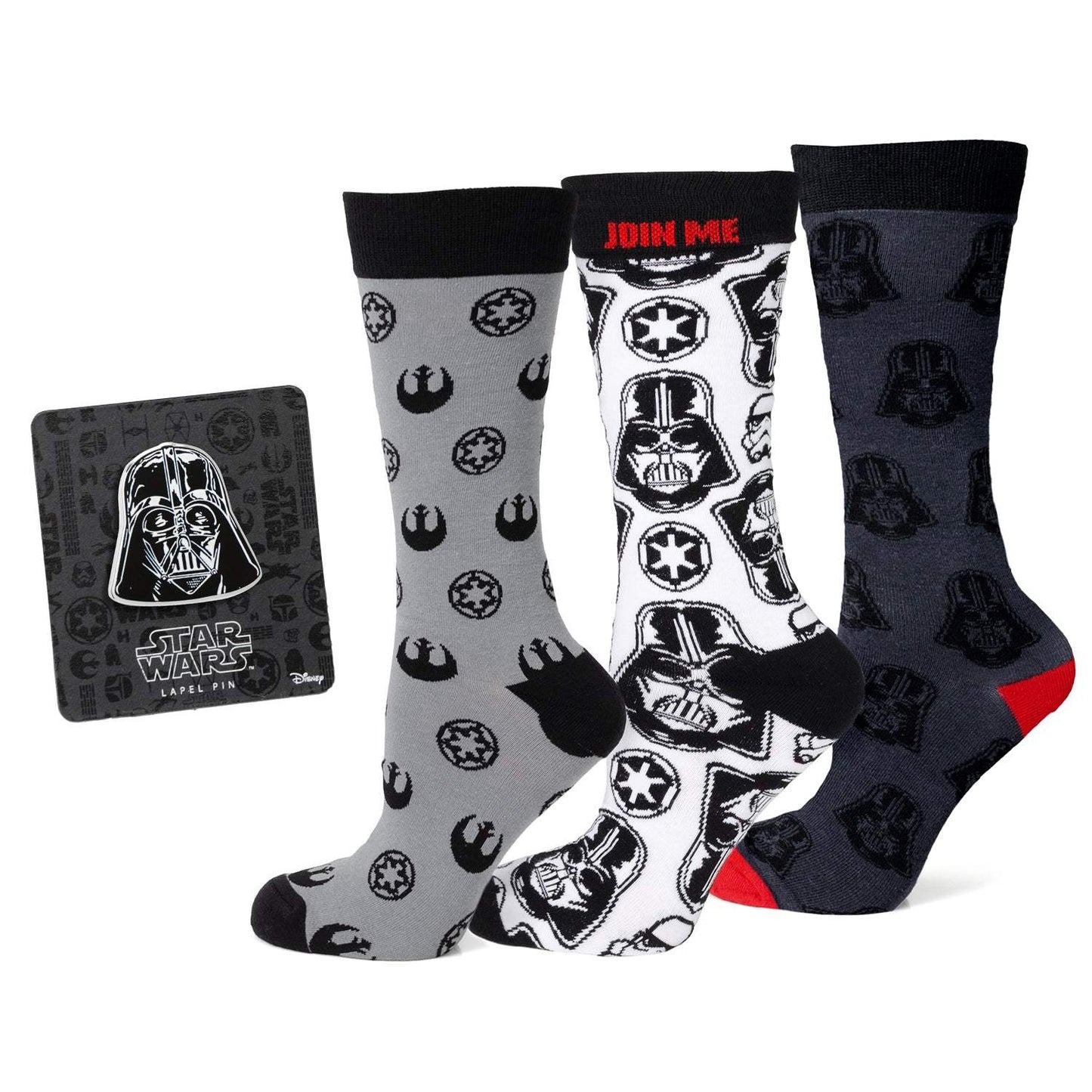 Star Wars Darth Vader Black, White, and Gray Dress Socks and Lapel Pin Gift Set - Cufflinks.com - Flyclothing LLC