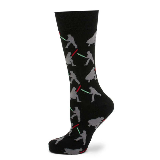 Star Wars Darth Vader and Luke Skywalker LIGHTSABER Battle Black Dress Socks and Darth Vader Lapel Pin Gift Set - Cufflinks.com - Flyclothing LLC
