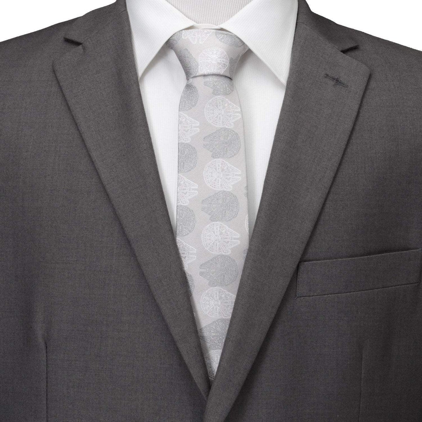 Star Wars Millennium Falcon White and Gray Checkered Tie - Cufflinks.com - Flyclothing LLC
