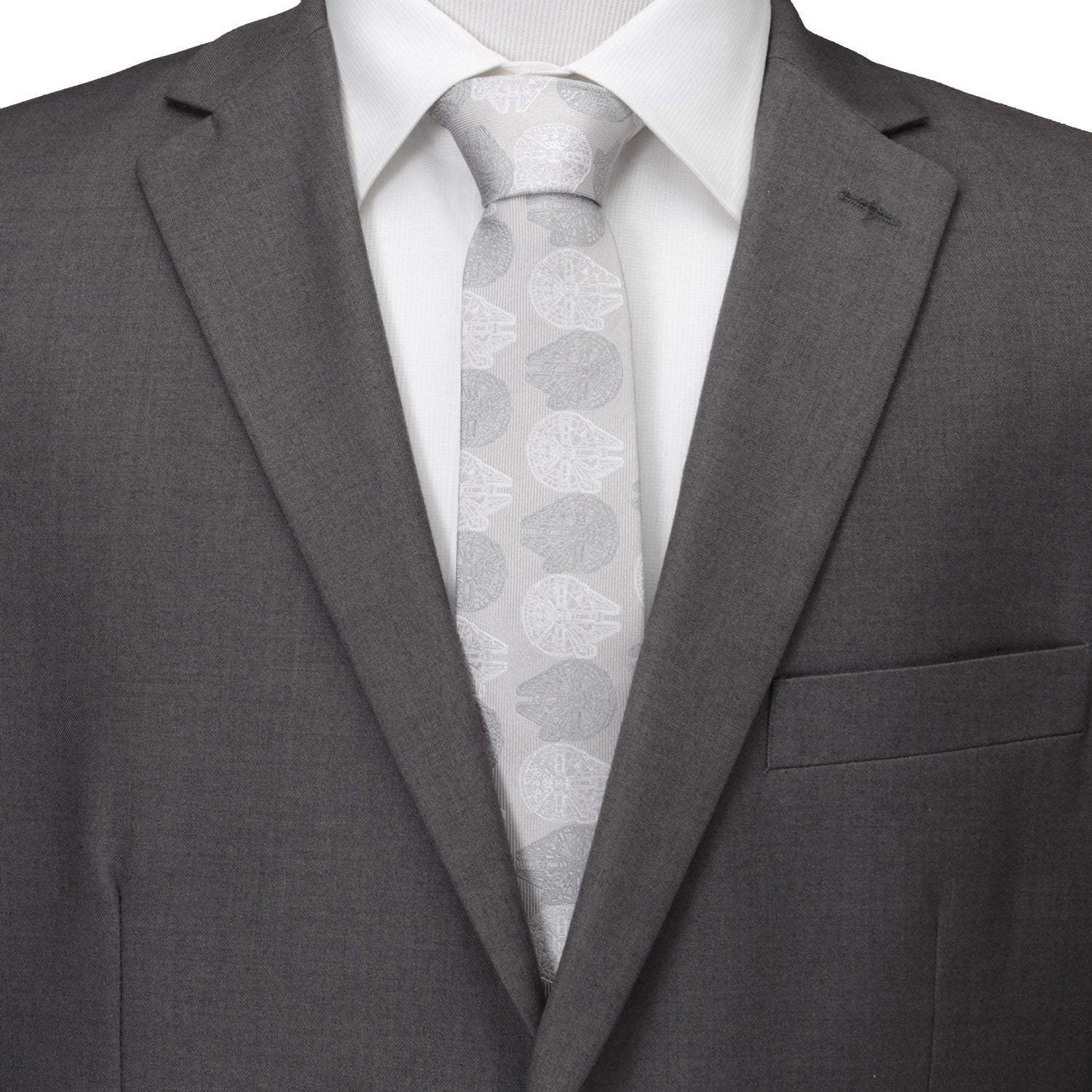 Star Wars Millennium Falcon White and Gray Checkered Tie - Cufflinks.com - Flyclothing LLC