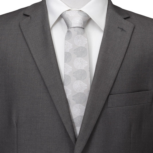 Star Wars Millennium Falcon White and Gray Checkered Tie