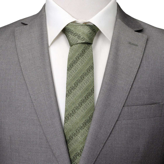Star Wars Grogu Outline Striped Sage Green Tie - Cufflinks.com - Flyclothing LLC
