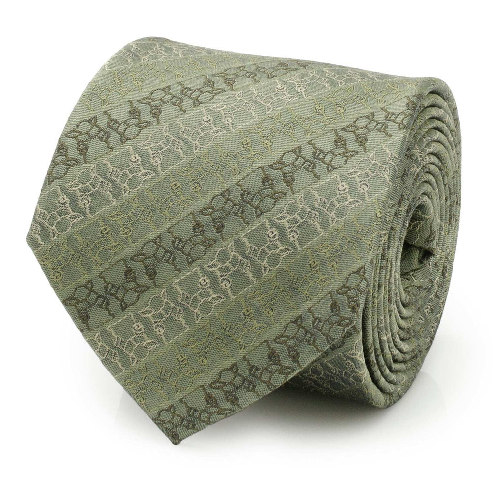 Star Wars Grogu Outline Striped Sage Green Tie - Cufflinks.com - Flyclothing LLC