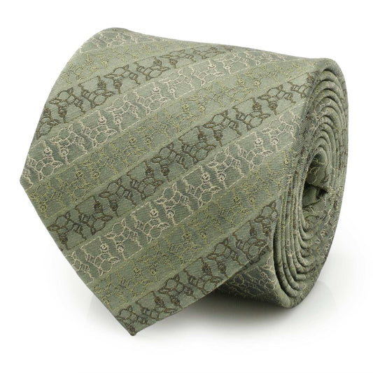 Star Wars Grogu Outline Striped Sage Green Tie - Cufflinks.com - Flyclothing LLC