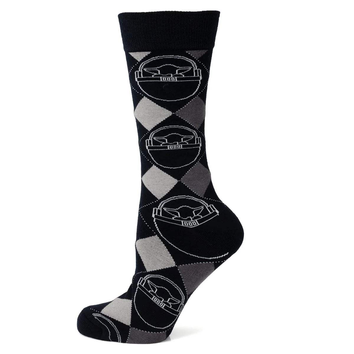 Star Wars Grogu Charcoal Gray Argyle Socks and Lapel Pin Gift Set - Cufflinks.com - Flyclothing LLC