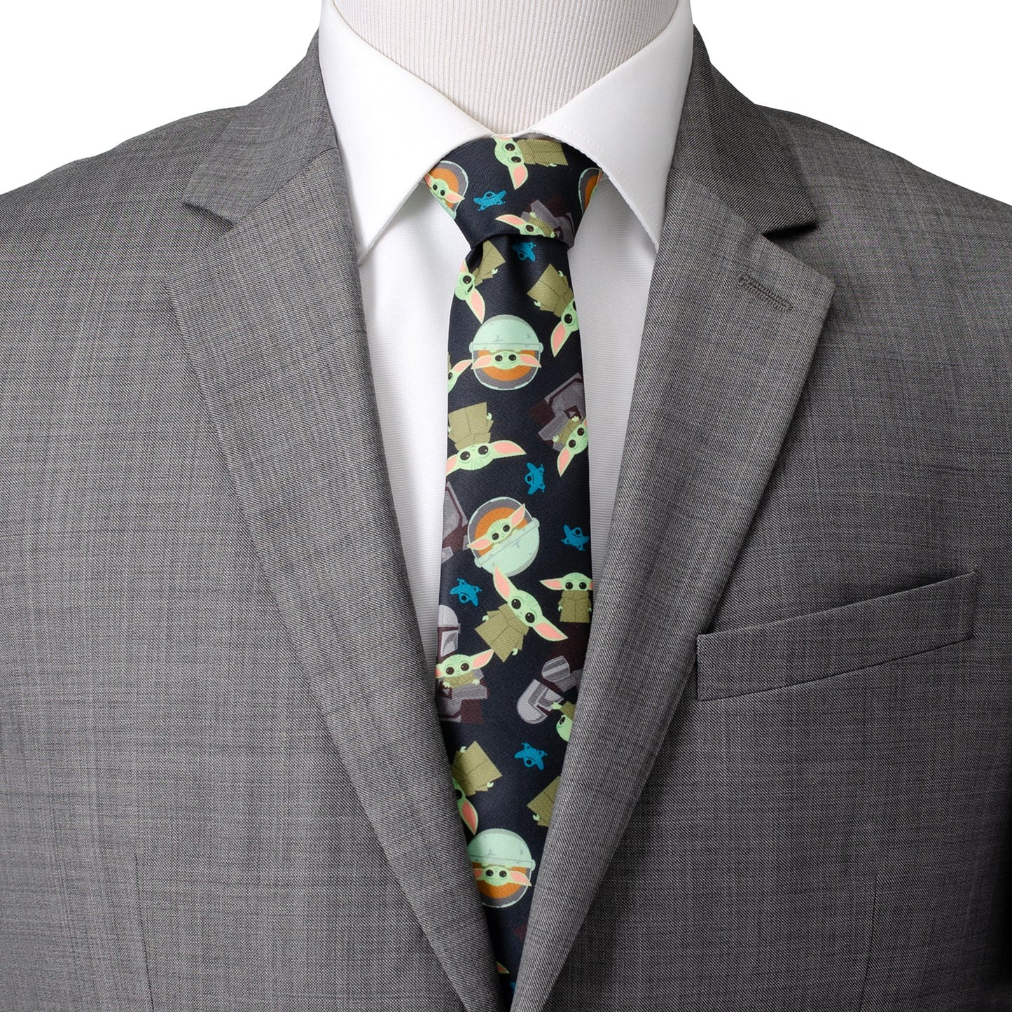Mando Grogu Navy Men's Tie - Cufflinks.com - Flyclothing LLC
