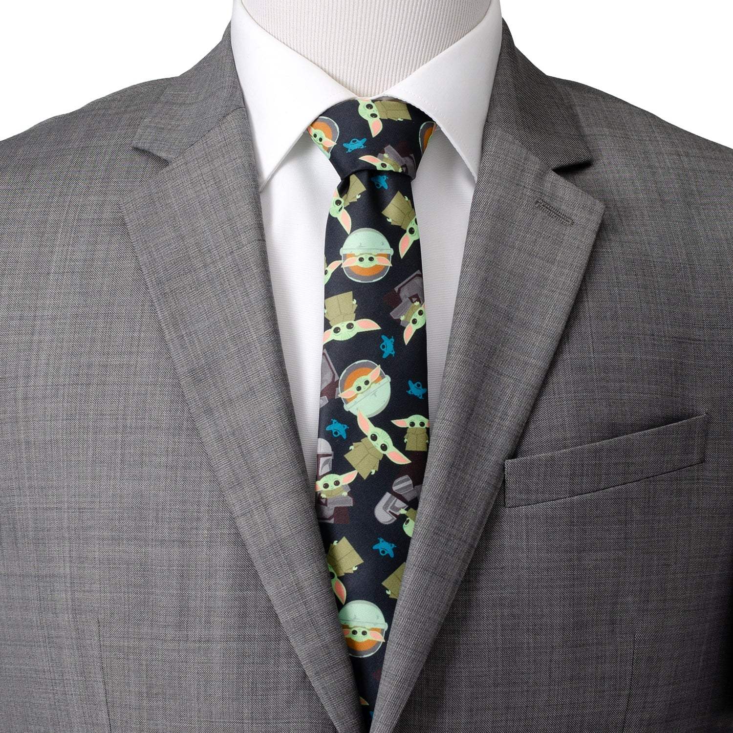 Mando Grogu Navy Men's Tie - Cufflinks.com - Flyclothing LLC