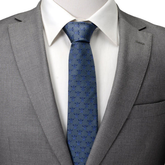 Star Wars Grogu Blue Tonal Tie