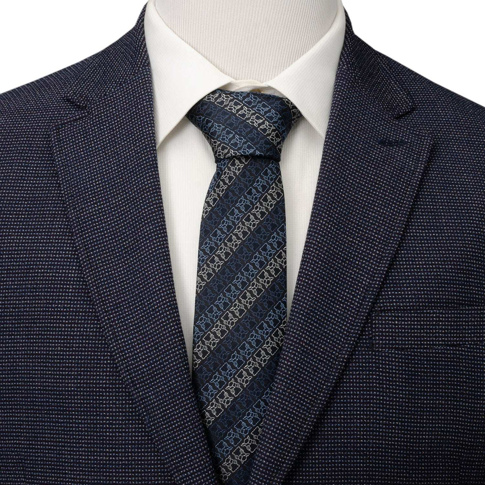 Star Wars Grogu Outline Striped Navy Tie - Cufflinks.com - Flyclothing LLC