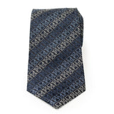 Star Wars Grogu Outline Striped Navy Tie