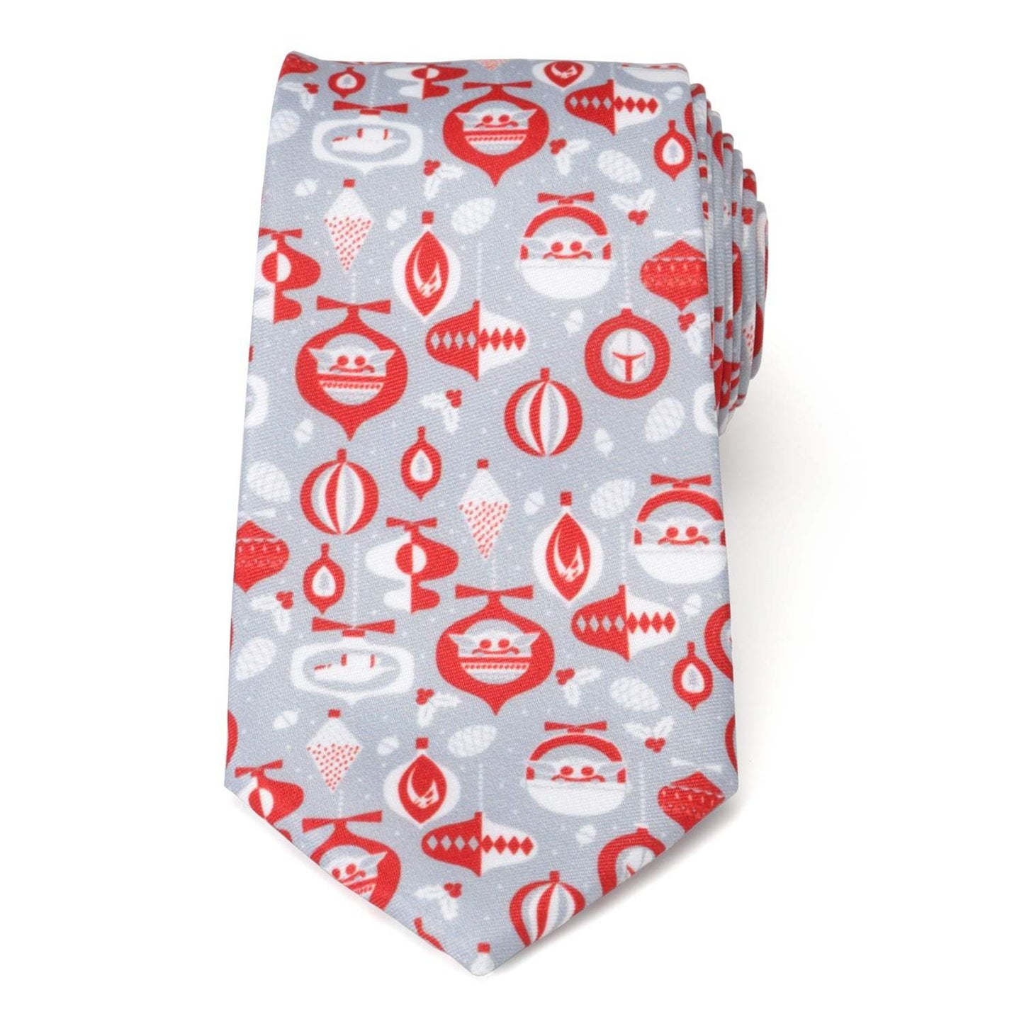 Star Wars Mandalorian and Grogu Gray and Red Holiday Tie - Cufflinks.com - Flyclothing LLC