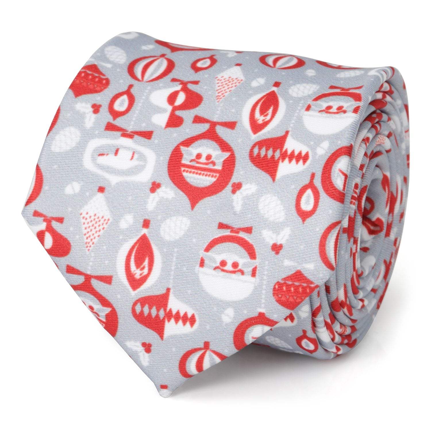 Star Wars Mandalorian and Grogu Gray and Red Holiday Tie - Cufflinks.com - Flyclothing LLC