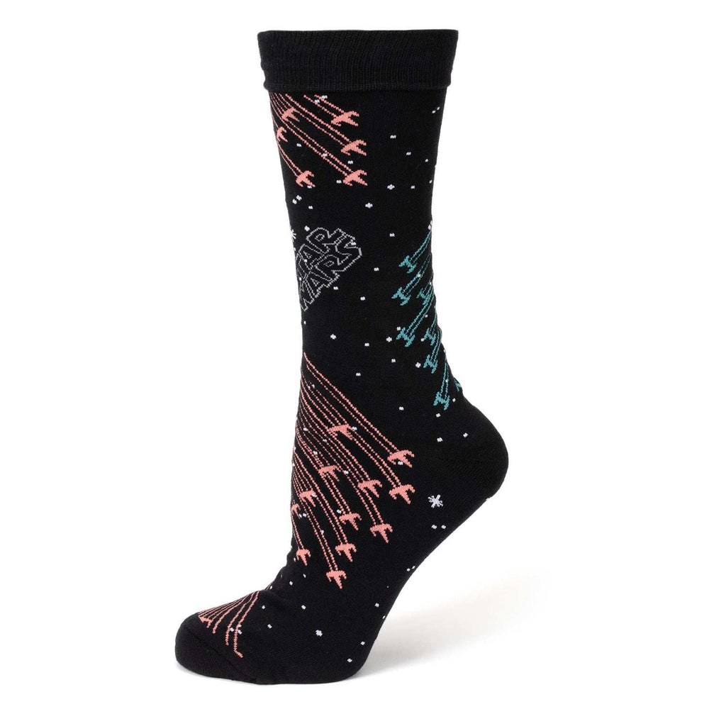 Star Wars Millennium Falcon Black Tie, X-Wing and Tie Fighter Battle Dress Socks, and Hyperspace Glow-in-the-Dark Tie Bar Gift Set - Cufflinks.com - Flyclothing LLC