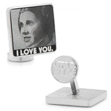 Star Wars Princess Leia and Han Solo "I Love You / I Know" Cufflinks with Hidden Message Tie Bar Gift Set