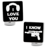 Star Wars Princess Leia and Han Solo "I Love You / I Know" Icon Cufflinks - Cufflinks.com - Flyclothing LLC