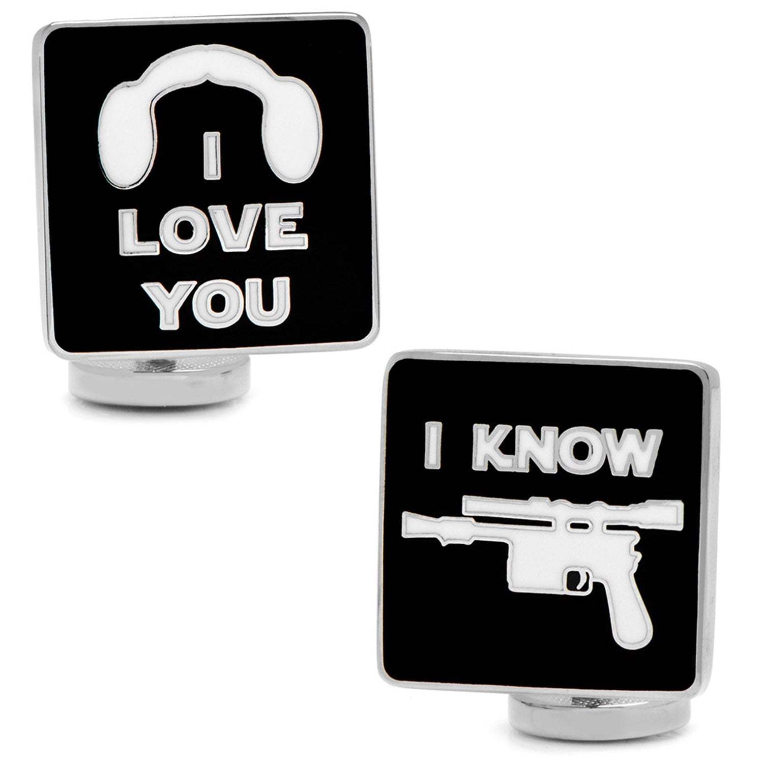 Star Wars Princess Leia and Han Solo "I Love You / I Know" Icon Cufflinks - Cufflinks.com - Flyclothing LLC