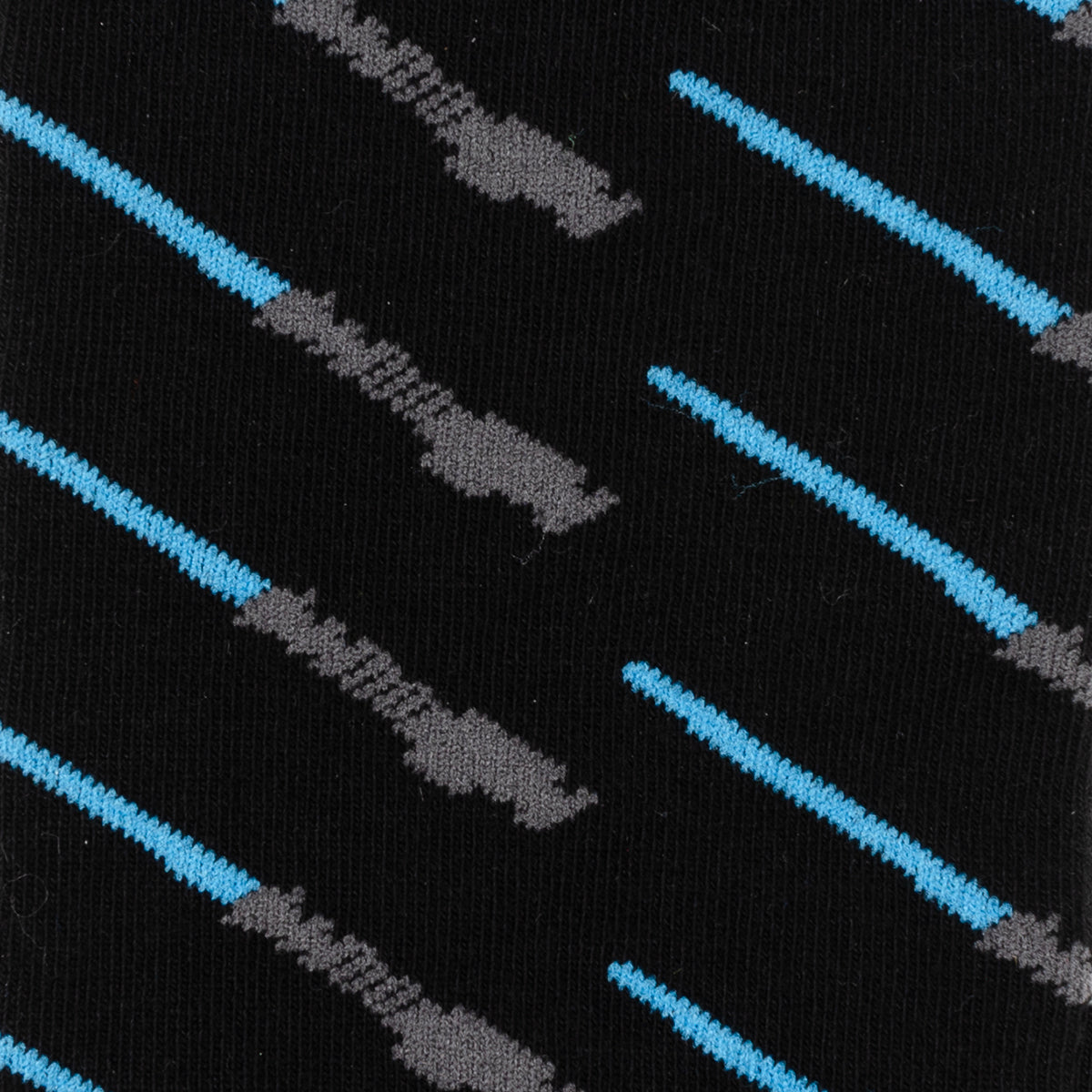 Star Wars Obi-Wan Kenobi Blue LIGHTSABER Pattern Black Dress Socks with Jedi Crest Lapel Pin Gift Set - Cufflinks.com - Flyclothing LLC
