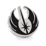 Star Wars Obi-Wan Kenobi Blue LIGHTSABER Pattern Black Dress Socks with Jedi Crest Lapel Pin Gift Set - Cufflinks.com - Flyclothing LLC