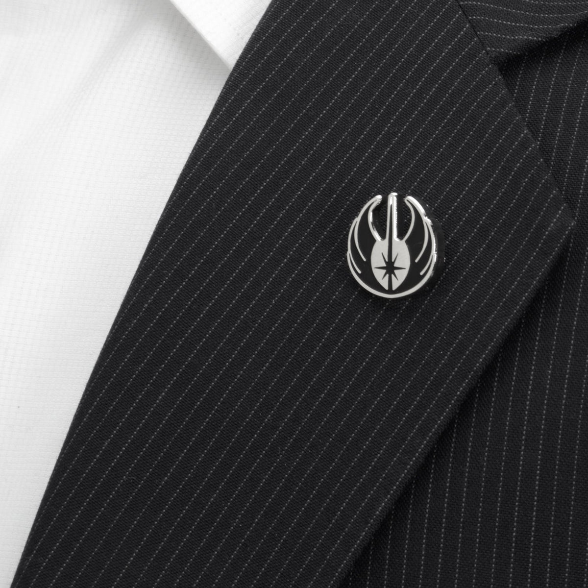 Star Wars Obi-Wan Kenobi Blue LIGHTSABER Pattern Black Dress Socks with Jedi Crest Lapel Pin Gift Set - Cufflinks.com - Flyclothing LLC