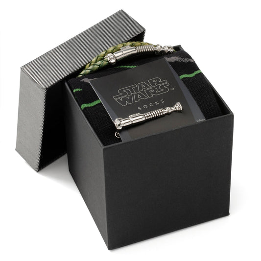 Star Wars Luke Skywalker LIGHTSABER Bracelet, Tie Clip, and Dress Socks Gift Set