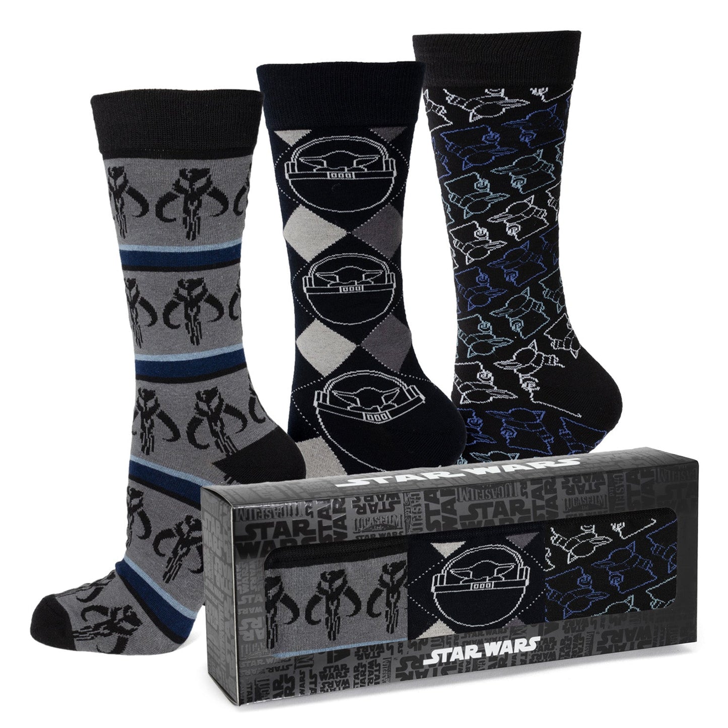 Star Wars Mandalorian 3-Pack Dress Sock and Mythosaur Lapel Pin Gift Set - Cufflinks.com - Flyclothing LLC
