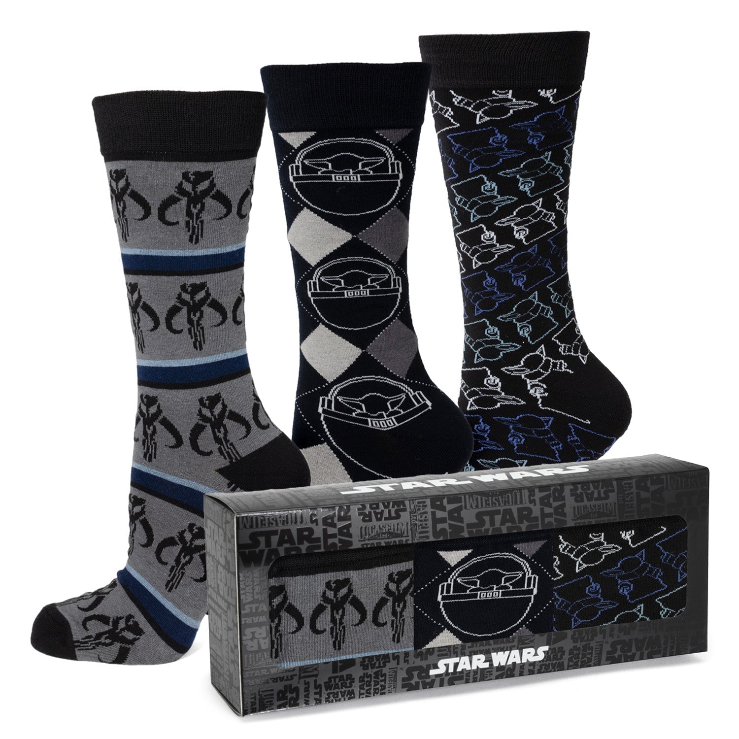 Star Wars Mandalorian 3-Pack Dress Sock and Mythosaur Lapel Pin Gift Set - Cufflinks.com - Flyclothing LLC