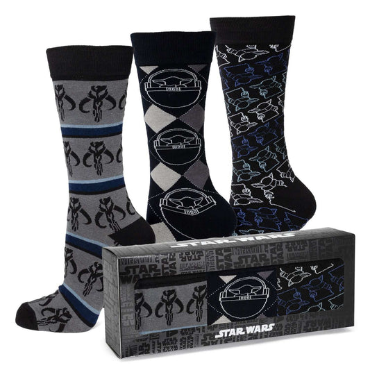 Star Wars Mandalorian 3-Pack Dress Sock and Mythosaur Lapel Pin Gift Set