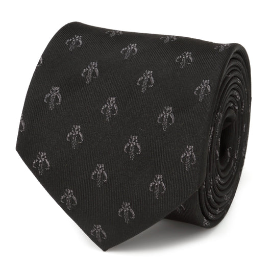Star Wars Mandalorian Mythosaur Black Silk Tie