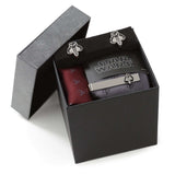 Star Wars Mandalorian Mythosaur Gray Tie, Red Pocket Square, Cufflinks, and Tie Bar Gift Set - Cufflinks.com - Flyclothing LLC