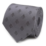 Star Wars Mandalorian Mythosaur Gray Silk Tie