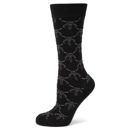 Star Wars Mandalorian Charcoal Gray Dress Socks and Mythosaur Lapel Pin Gift Set