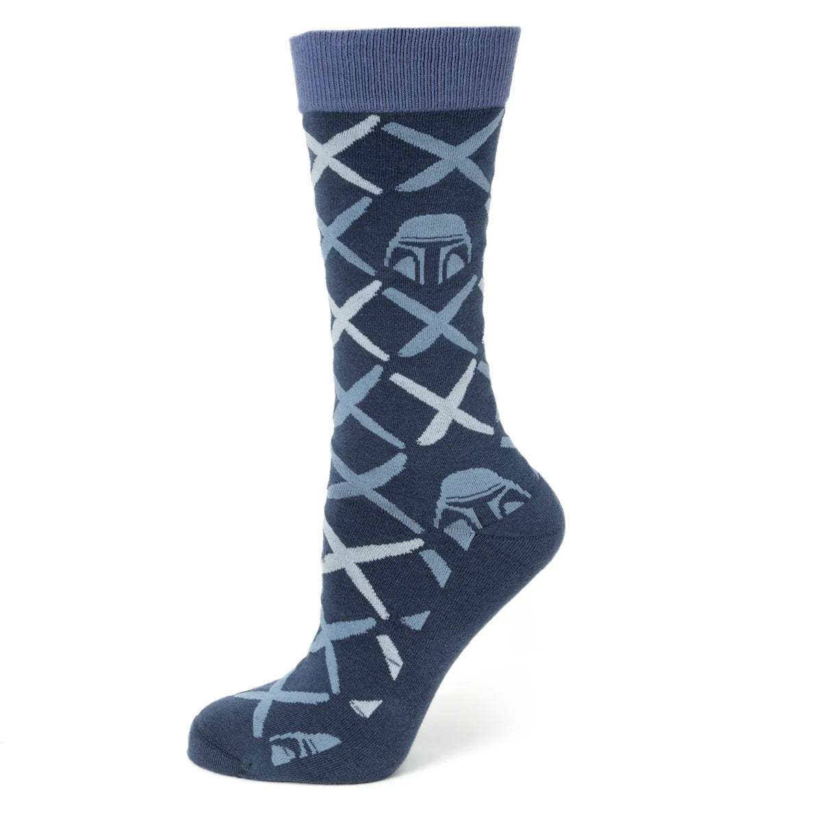 Star Wars Mandalorian Navy Checkered Dress Socks and Lapel Pin Gift Set - Cufflinks.com - Flyclothing LLC