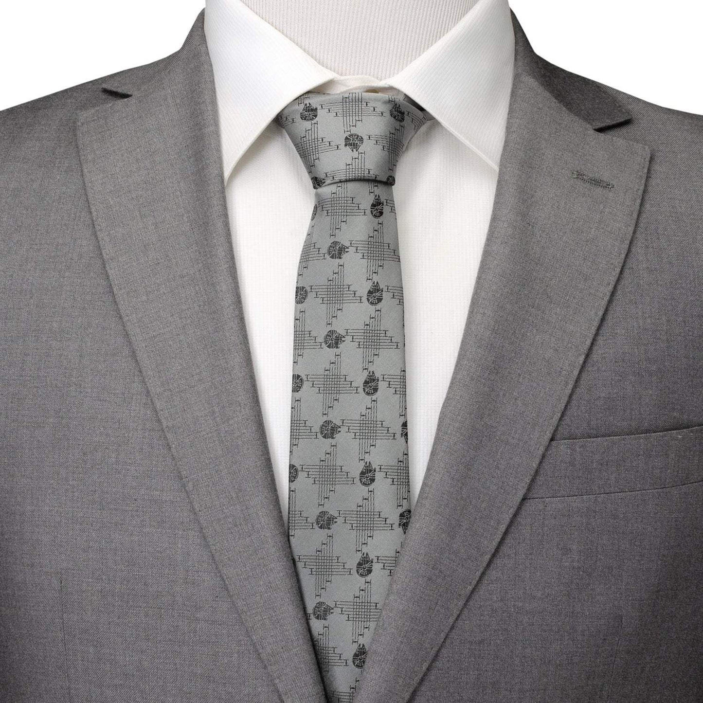 Star Wars Millennium Falcon Gray Tie - Cufflinks.com - Flyclothing LLC
