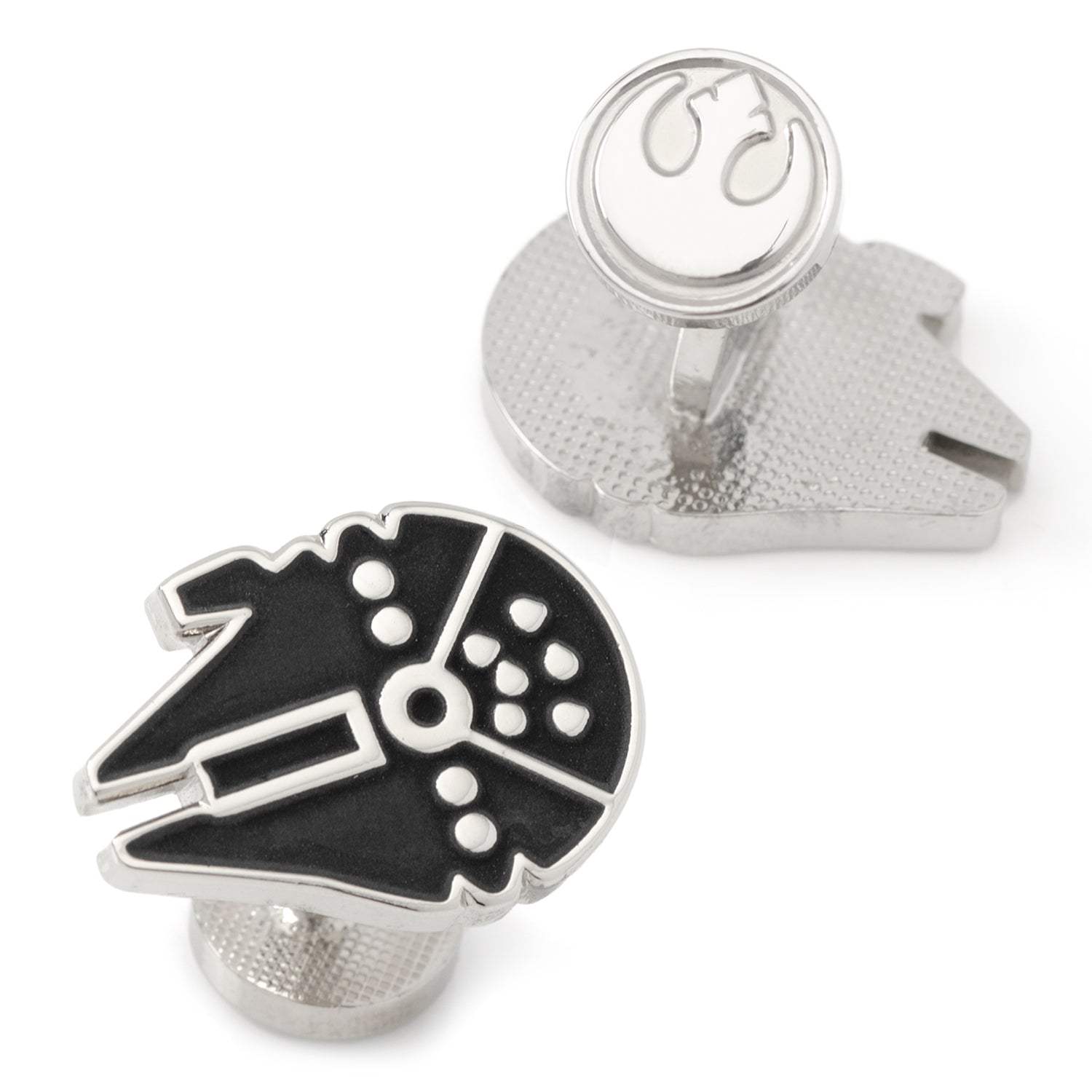 Star Wars Millennium Falcon Silver Inlaid Cufflinks - Cufflinks.com - Flyclothing LLC