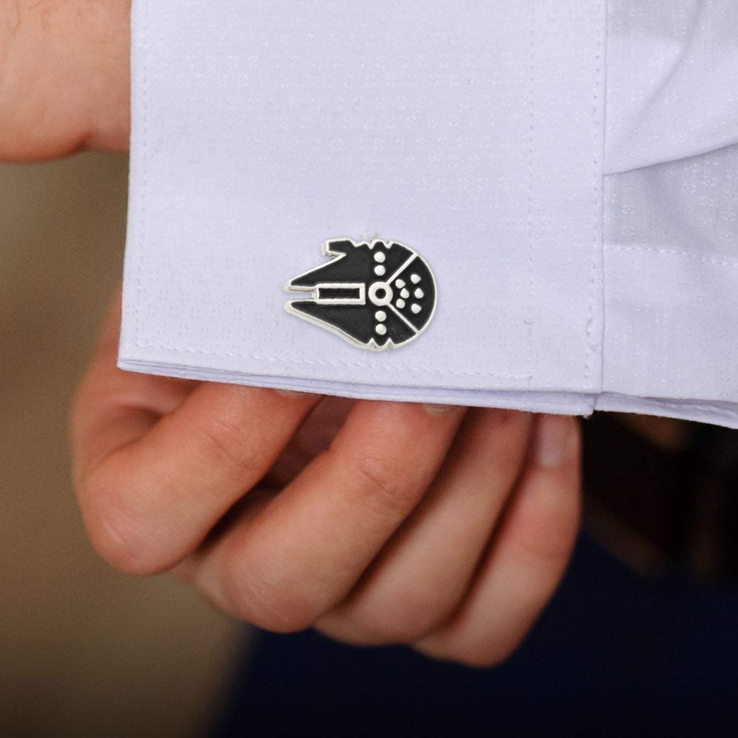 Star Wars Millennium Falcon Silver Inlaid Cufflinks - Cufflinks.com - Flyclothing LLC